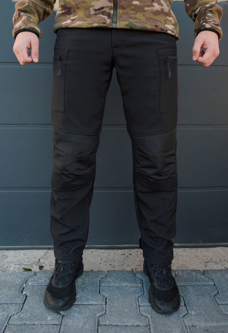 Тактичні штани чоловічі Staff soft shell black fleece чорні військові ...