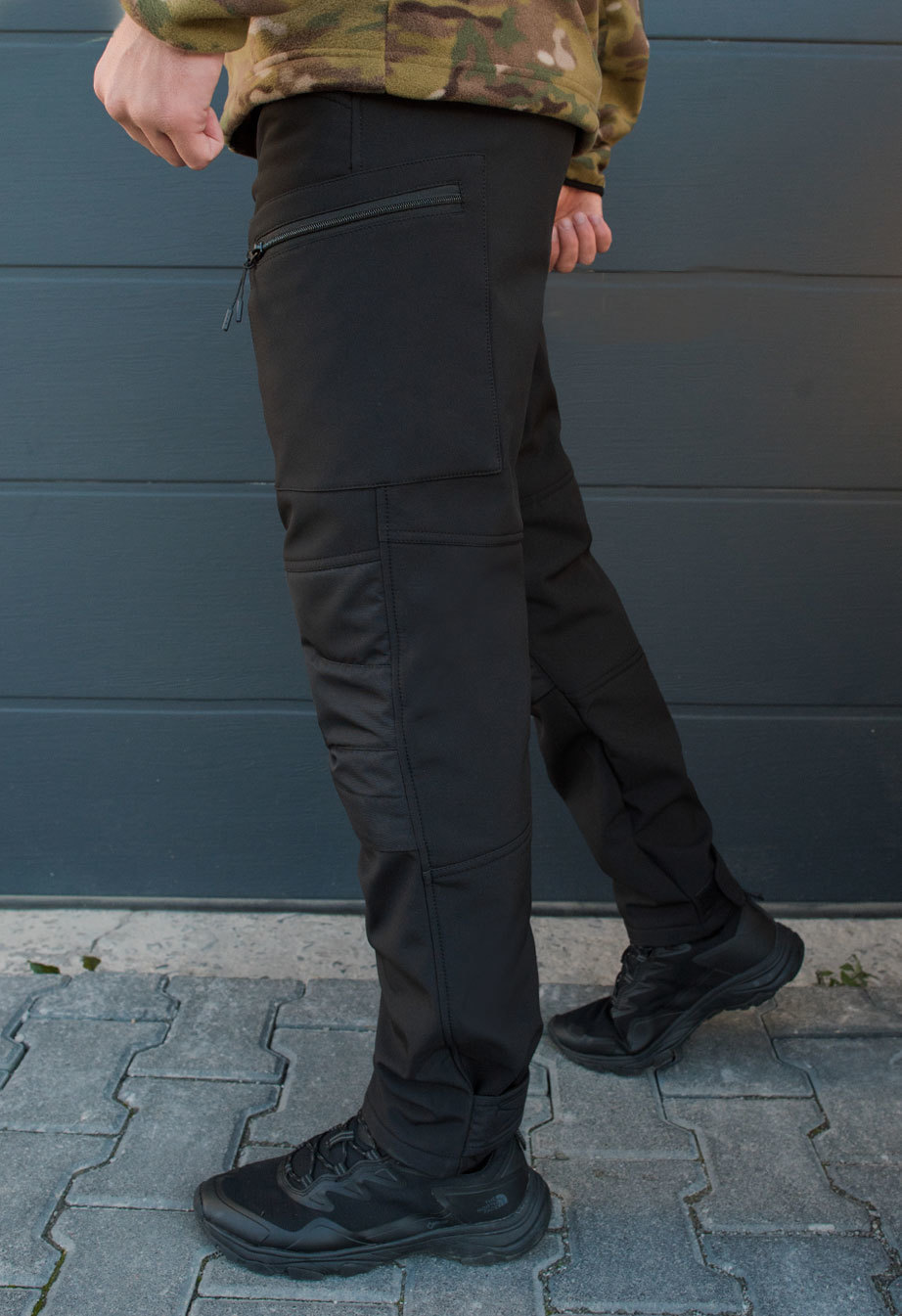 Тактичні штани чоловічі Staff soft shell black fleece чорні військові ...