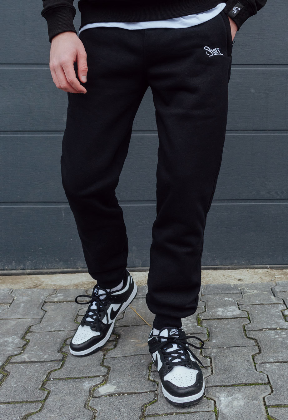 Спортивні чоловічі штани Staff h black logo fleece чорні з логотипом ...