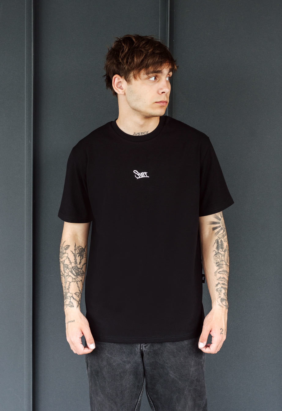 Футболка чоловіча Staff black logo чорна недорога однотонна з логотипом ...