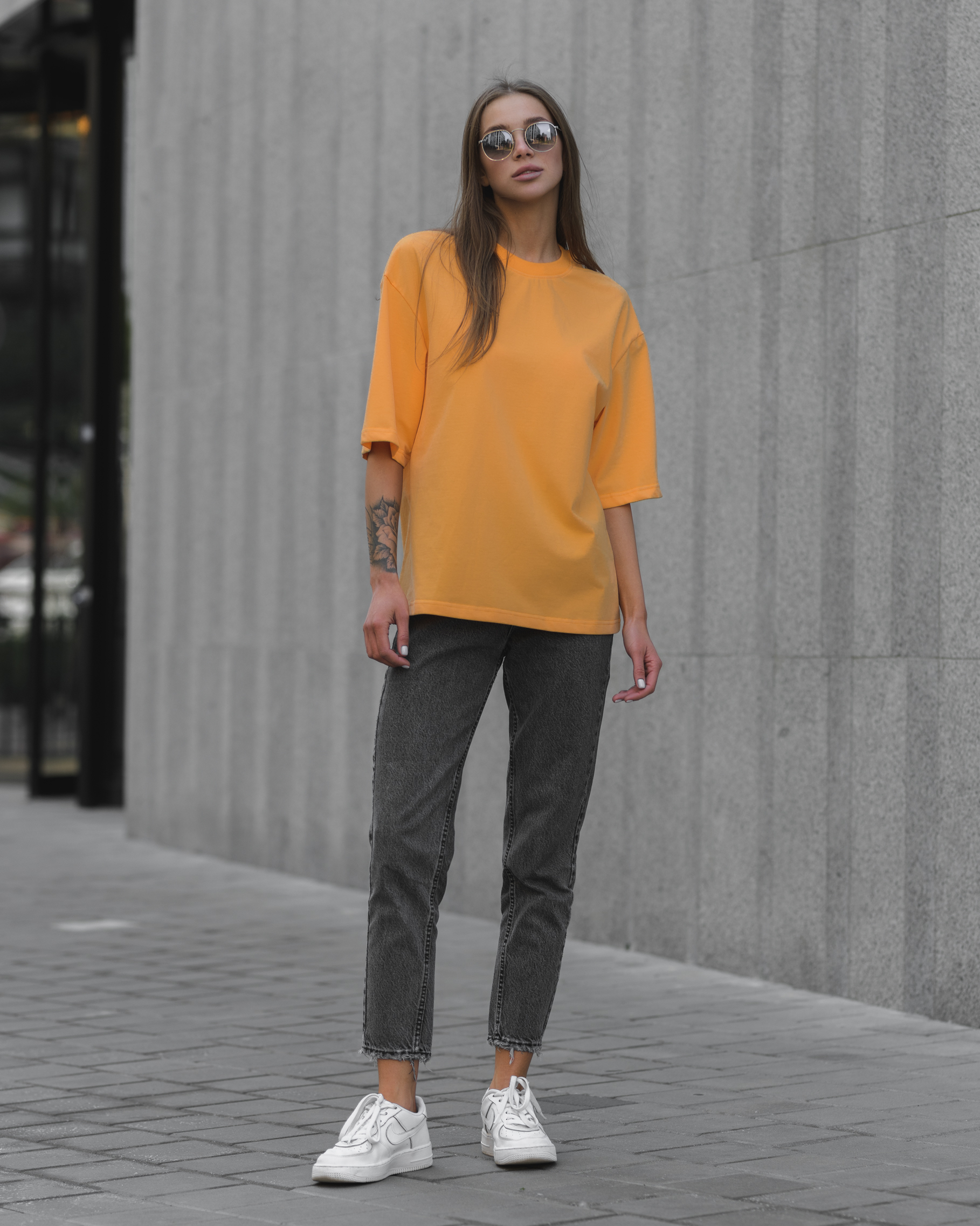 Футболка жіноча Staff bk orange oversize помаранчева однотонна для ...