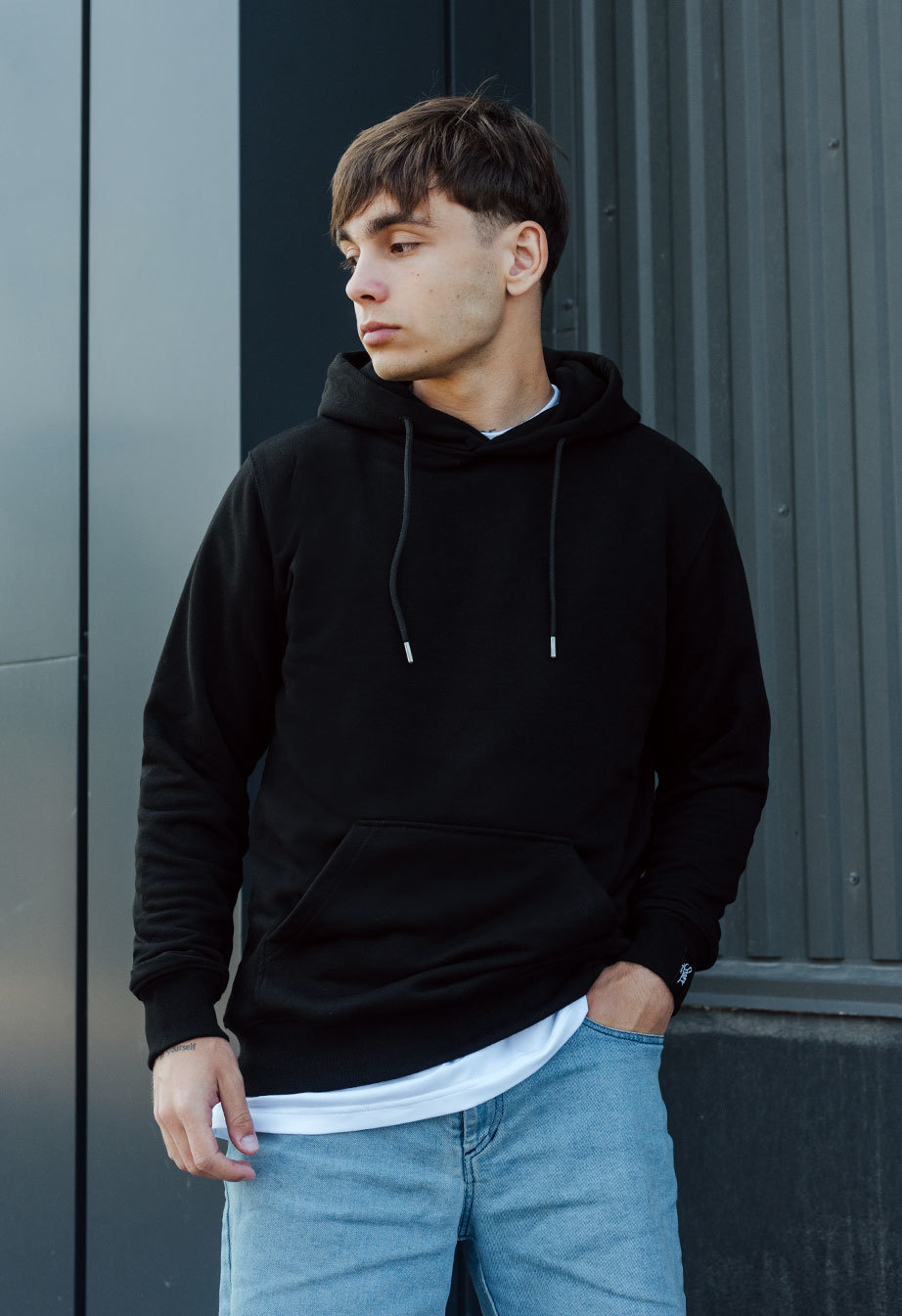 Худі чоловіче Staff black basic чорне модне базове однотонне купити