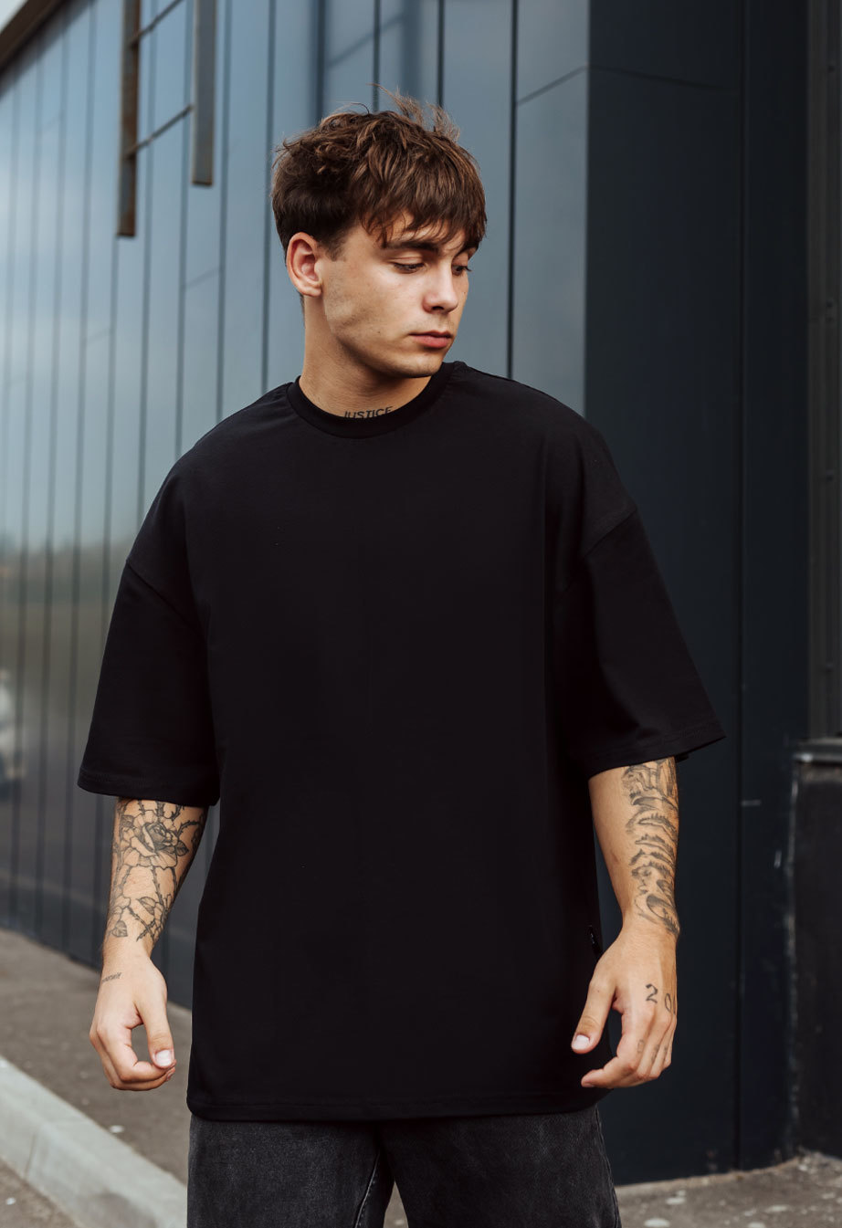 Футболка чоловіча Staff black oversize чорна молодіжна оверсайз ...