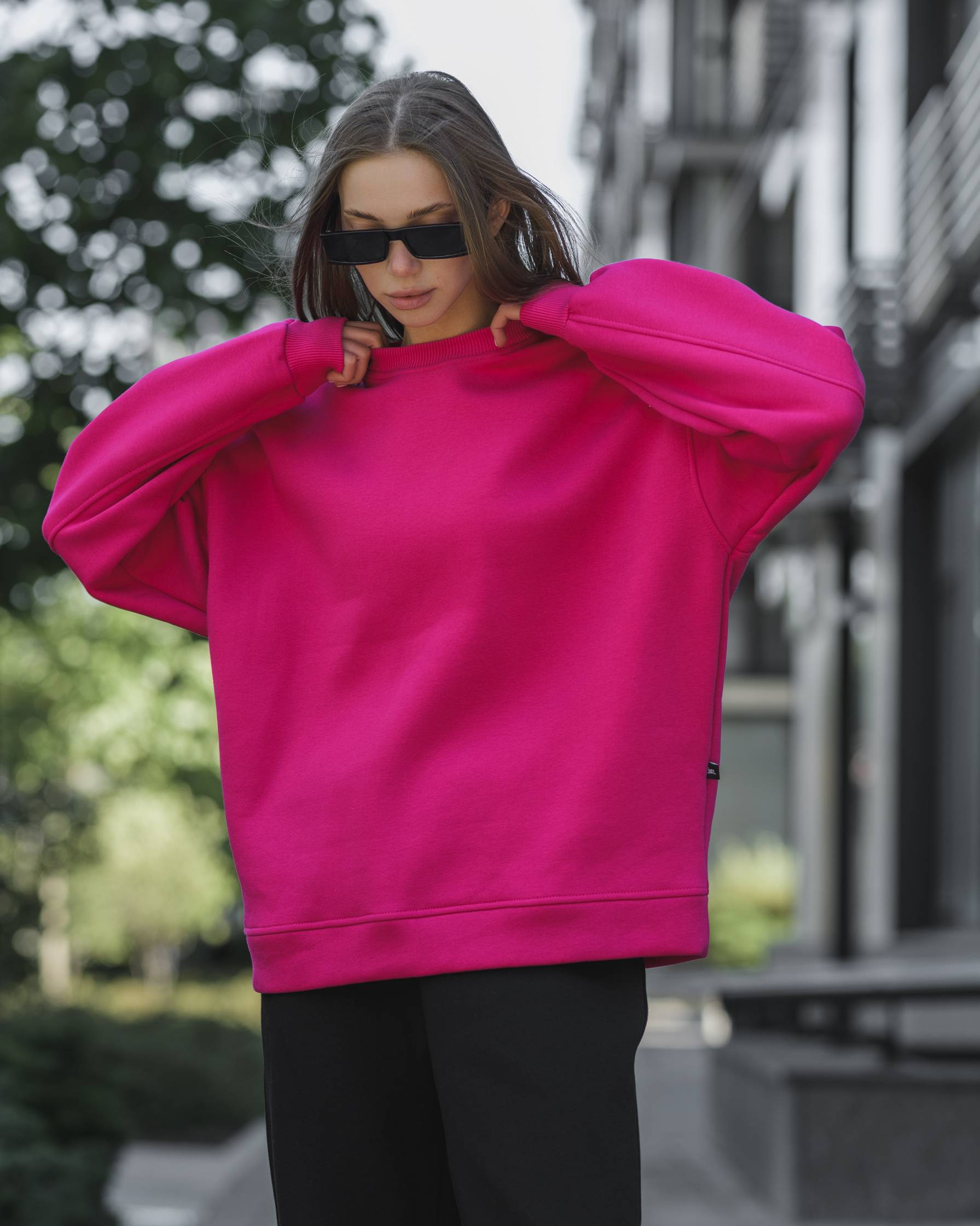 Світшот жіночий Staff vi rich pink oversize fleece насичено