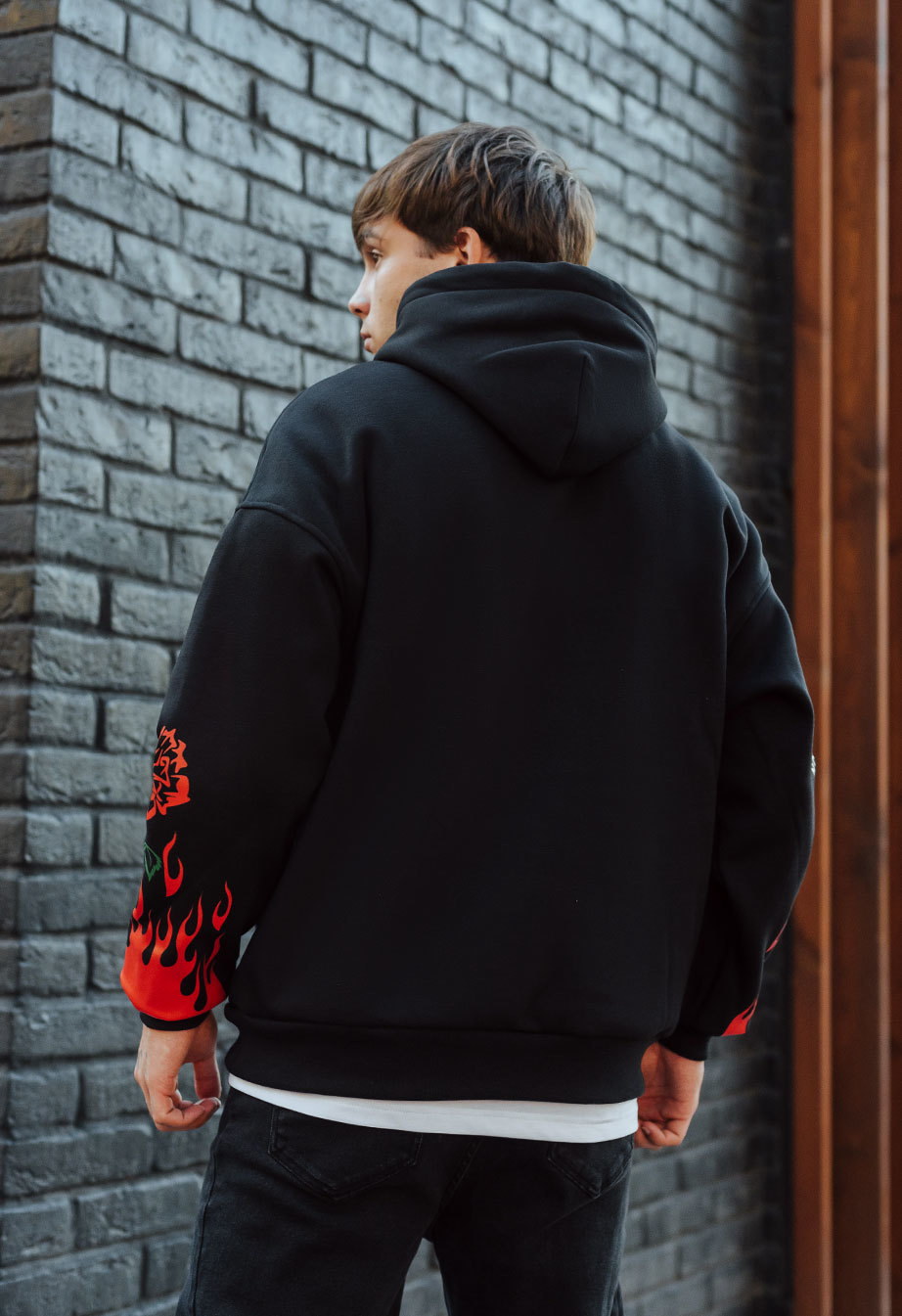 Худі чоловіче Staff no pain oversize fleece чорне утеплене на