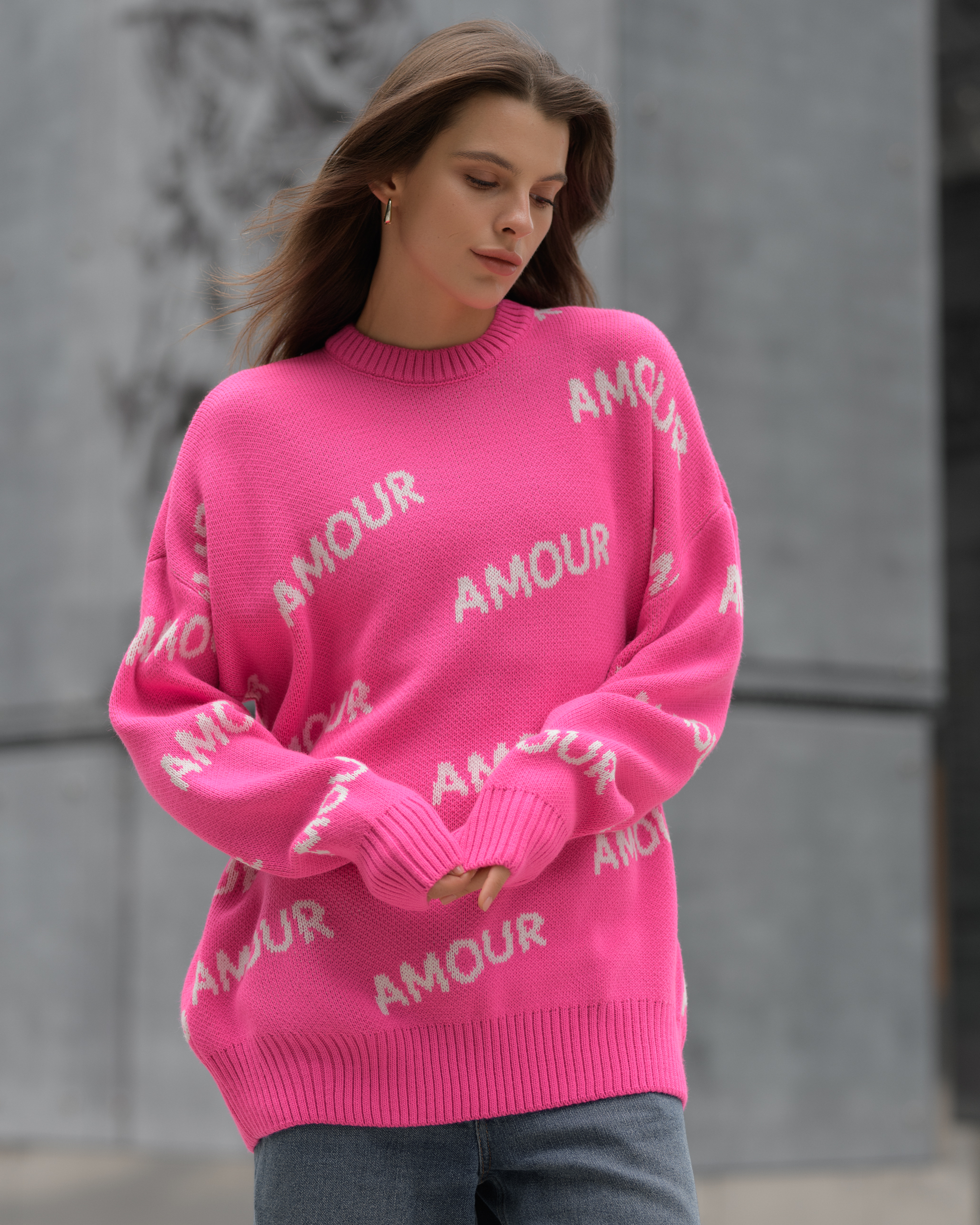 Жіноча кофта Staff amour pink oversize рожева оверсайз брендова з