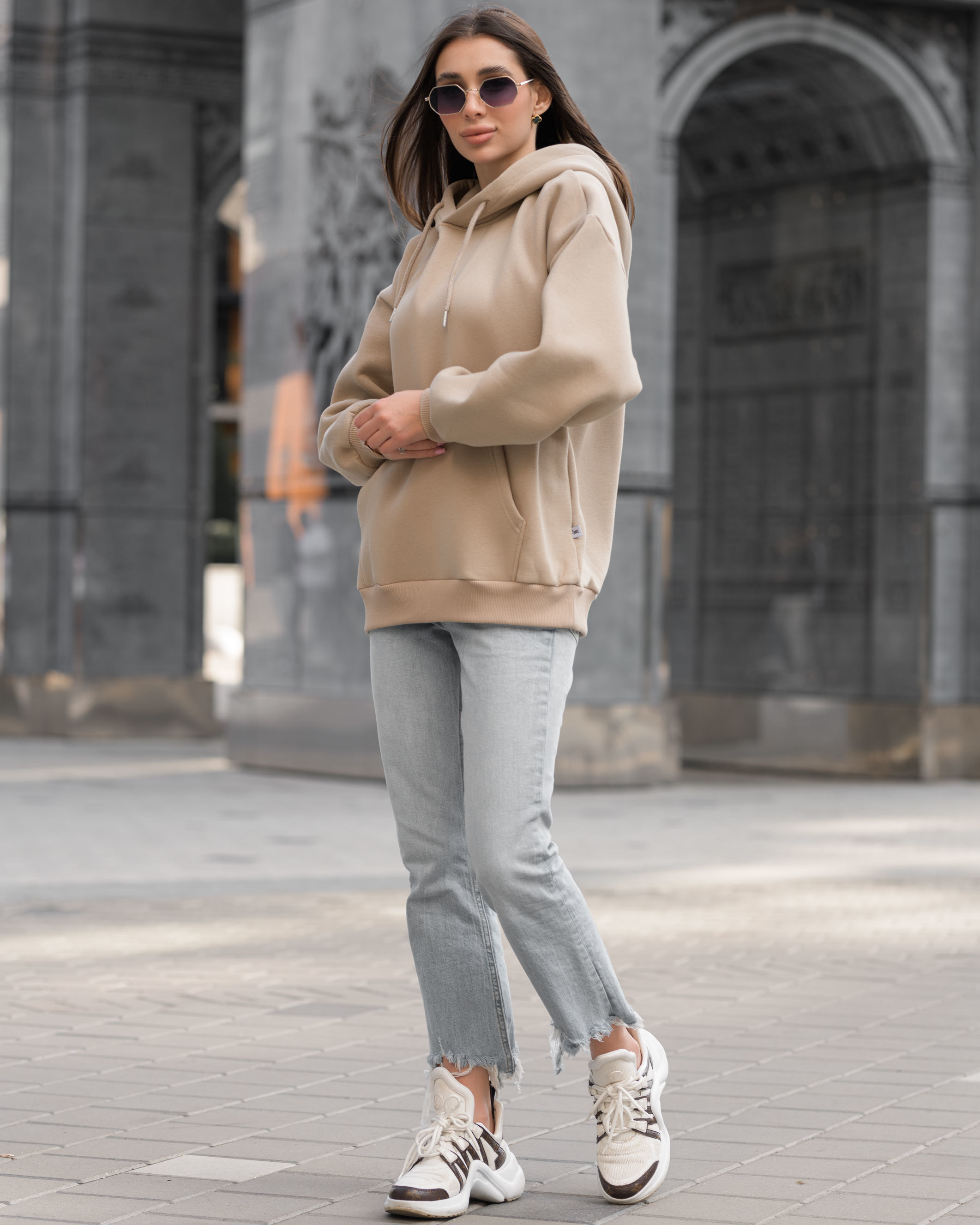 Толстовка жіноча Staff basic light brown oversize fleece світло ...