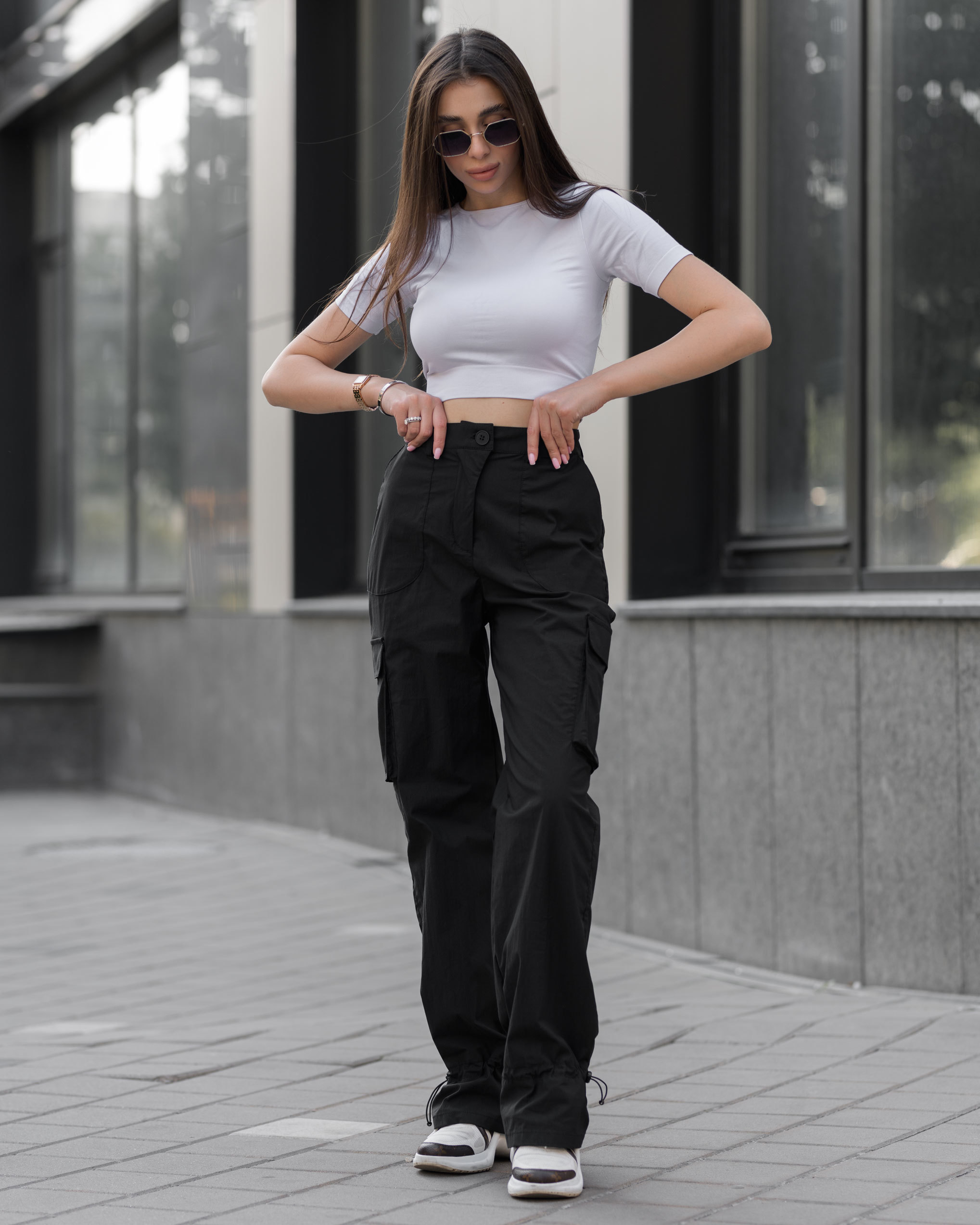 Штани карго жіночі Staff cargo black чорні модні однотонні ...