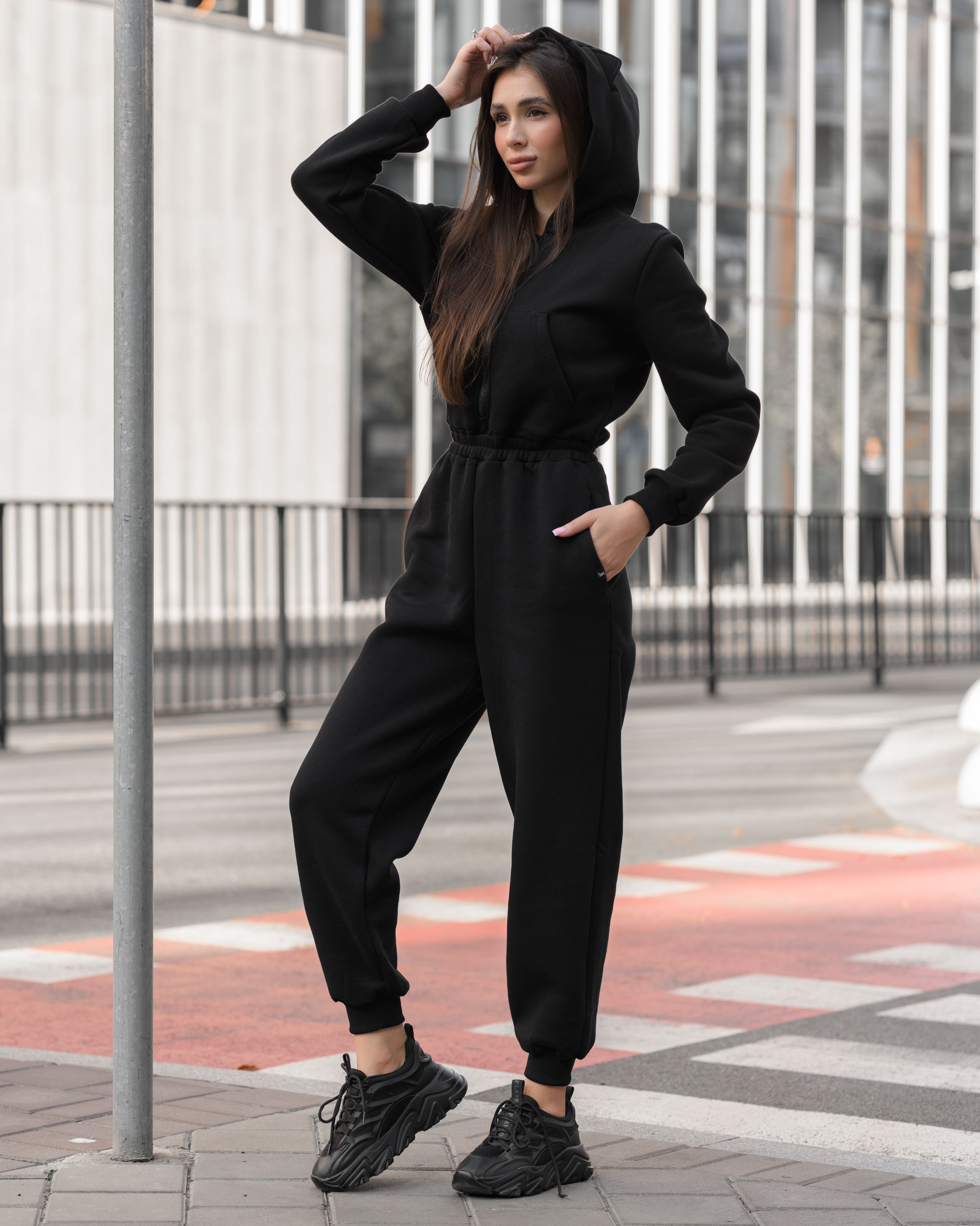 Комбінезон жіночий Staff mo black fleece чорний однотонний брендовий ...