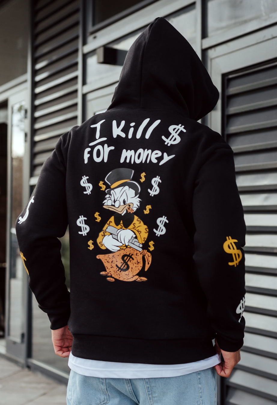 Худі чоловіче Staff for money fleece чорне з принтом з надписом на ...