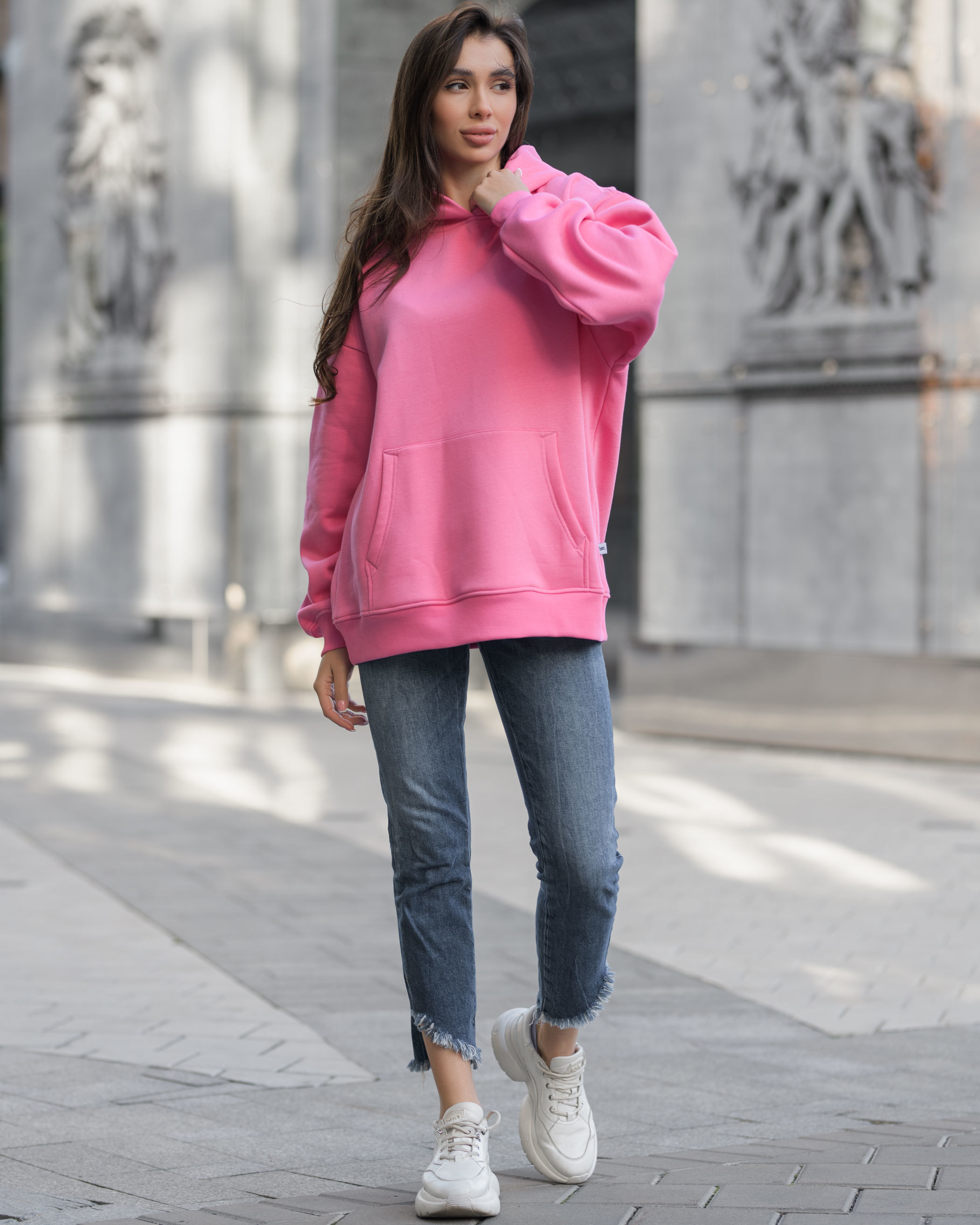 Худі жіноче Staff pink oversize fleece рожеве однотонне оверсайз для ...
