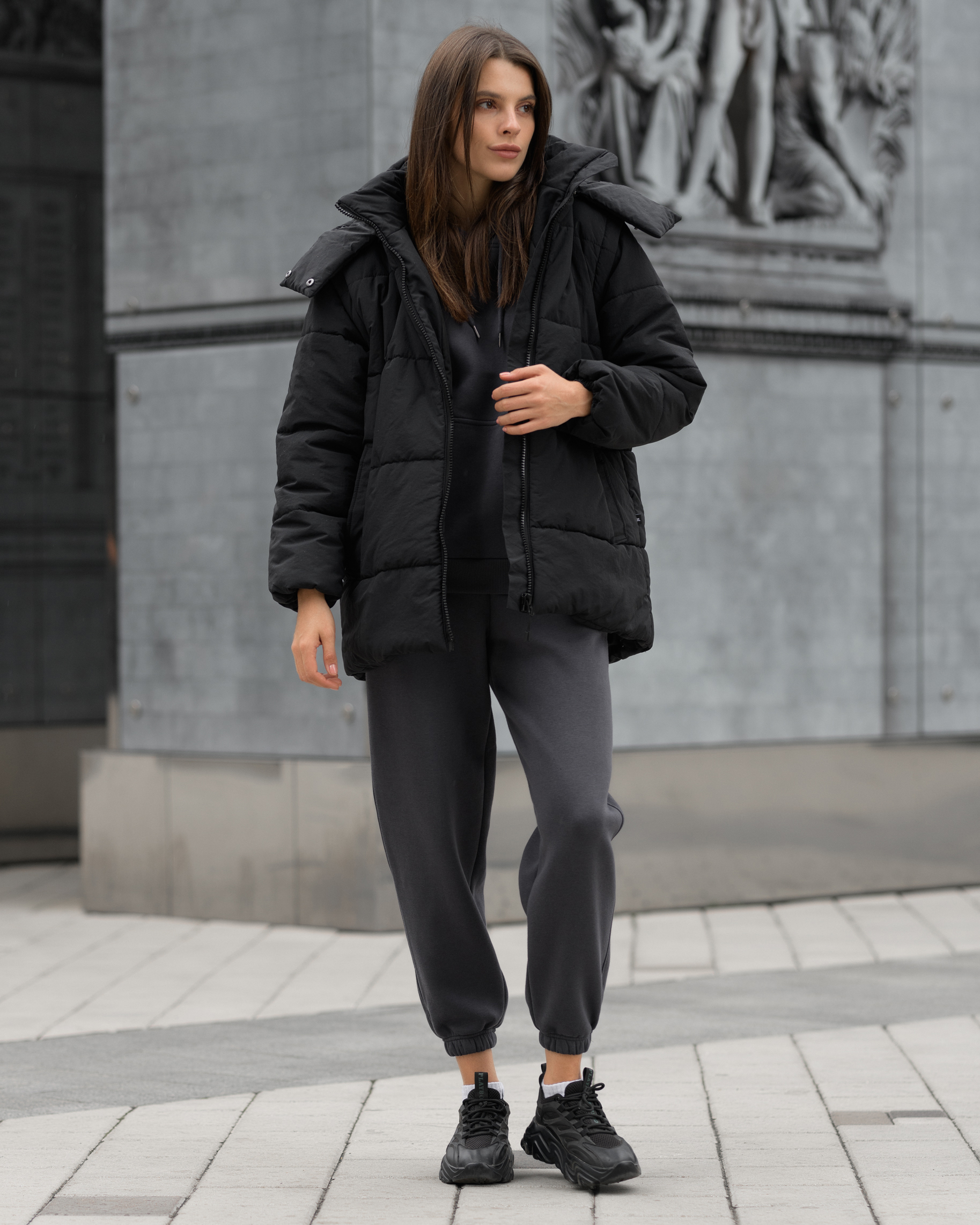 Куртка зимова жіноча Staff swe black oversize чорна тепла оверсайз