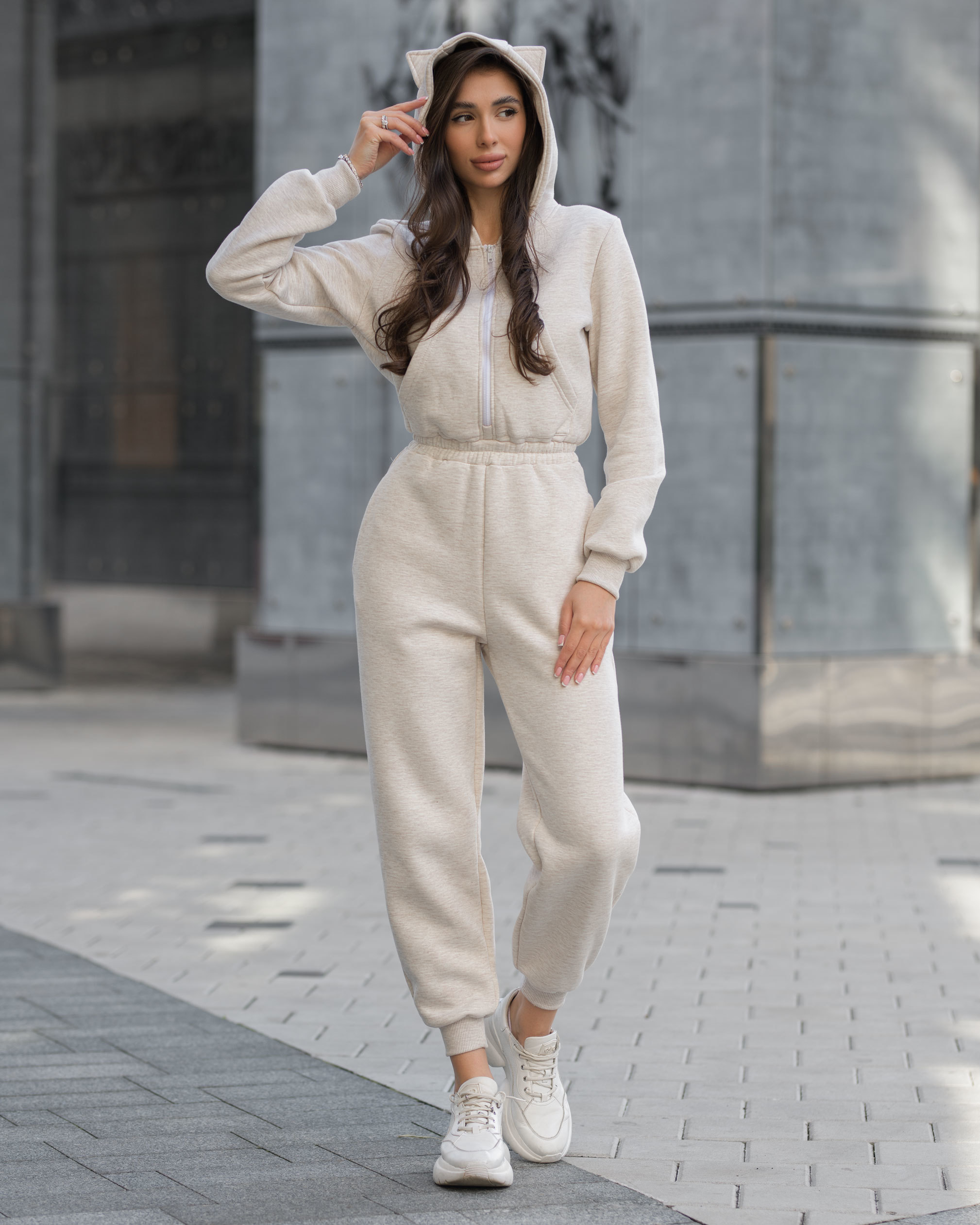 Комбінезон жіночий Staff mo milk melange fleece колір молочний