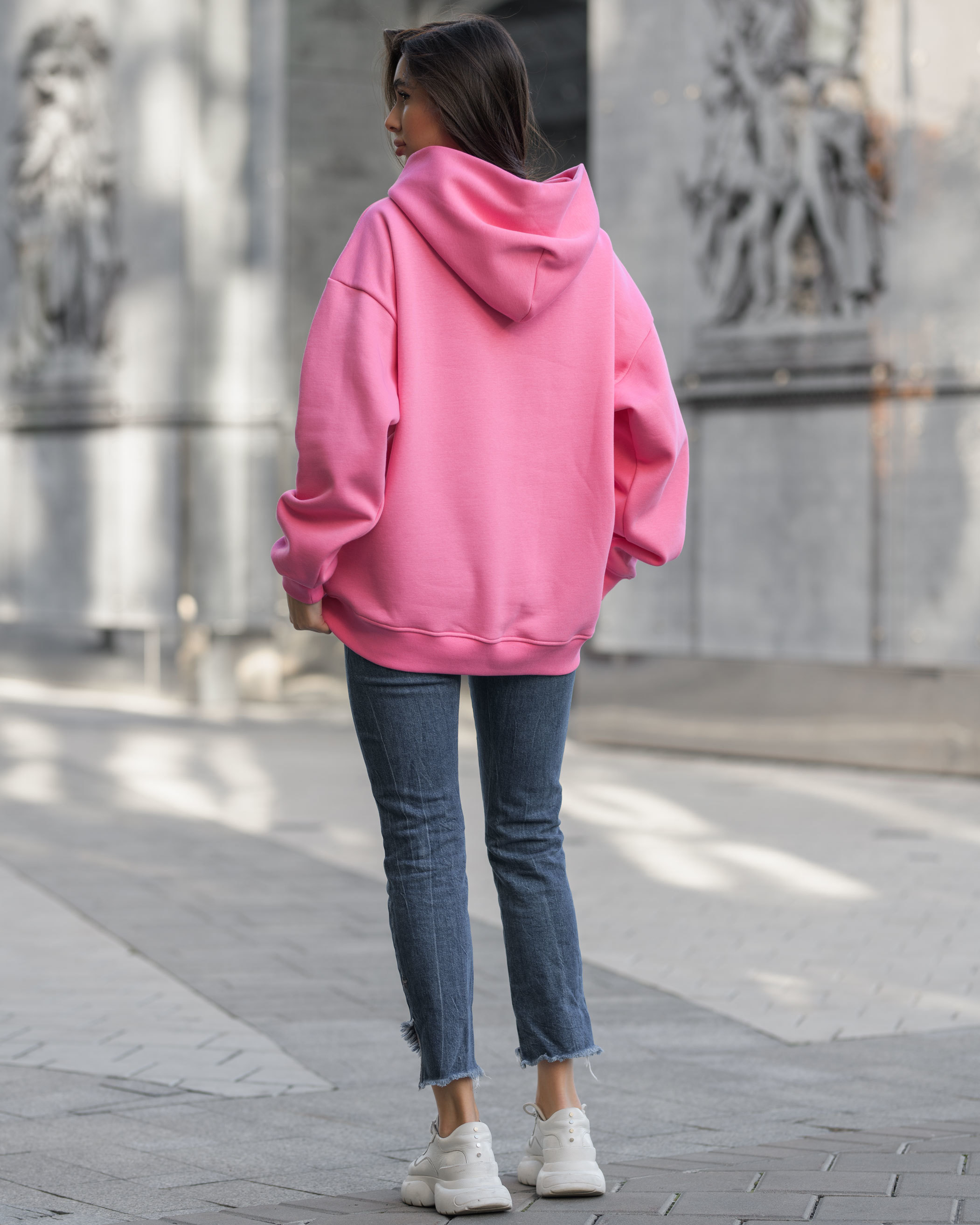 Худі жіноче Staff pink oversize fleece рожеве однотонне оверсайз для ...