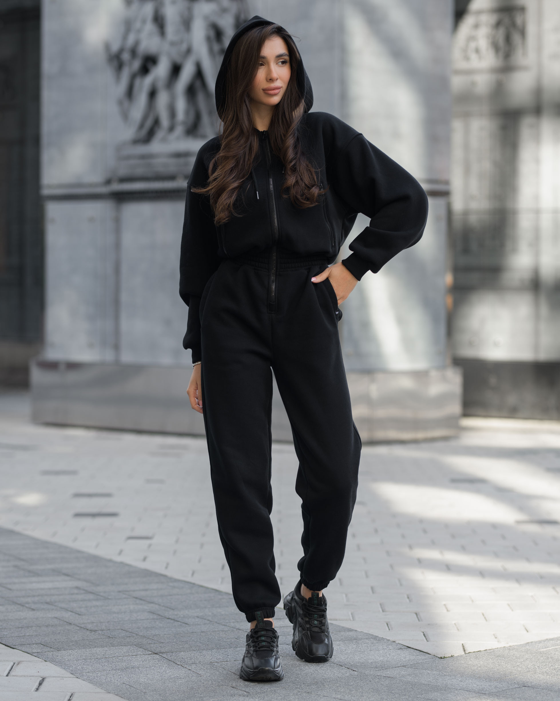 Комбінезон жіночий Staff ср black oversize fleece чорний на флісі