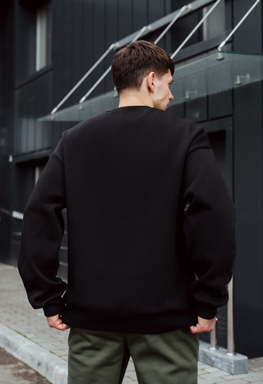 Світшот чоловічий Staff independence oversize fleece чорний з