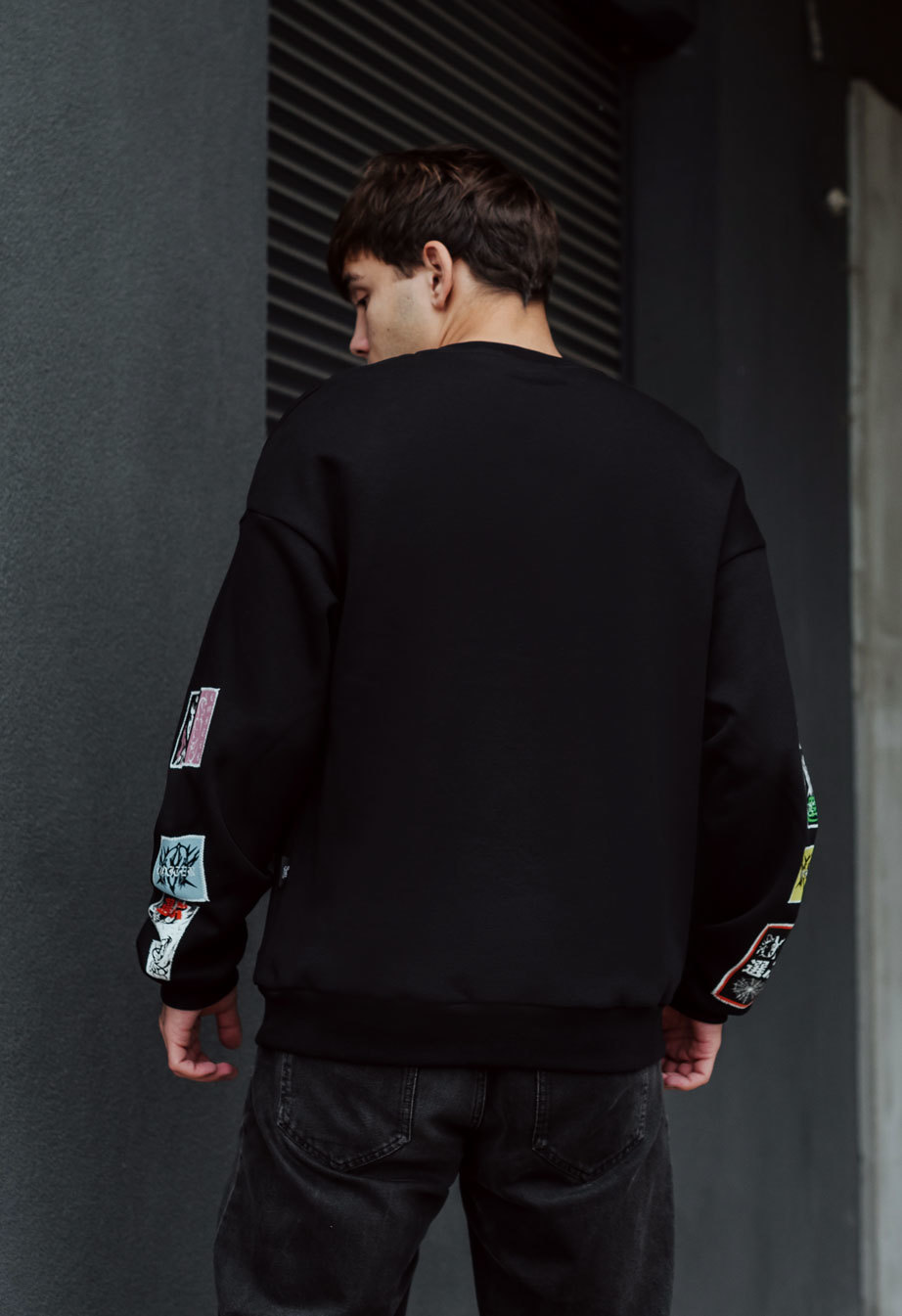 Світшот чоловічий Staff loiter oversize fleece чорний з надписом з