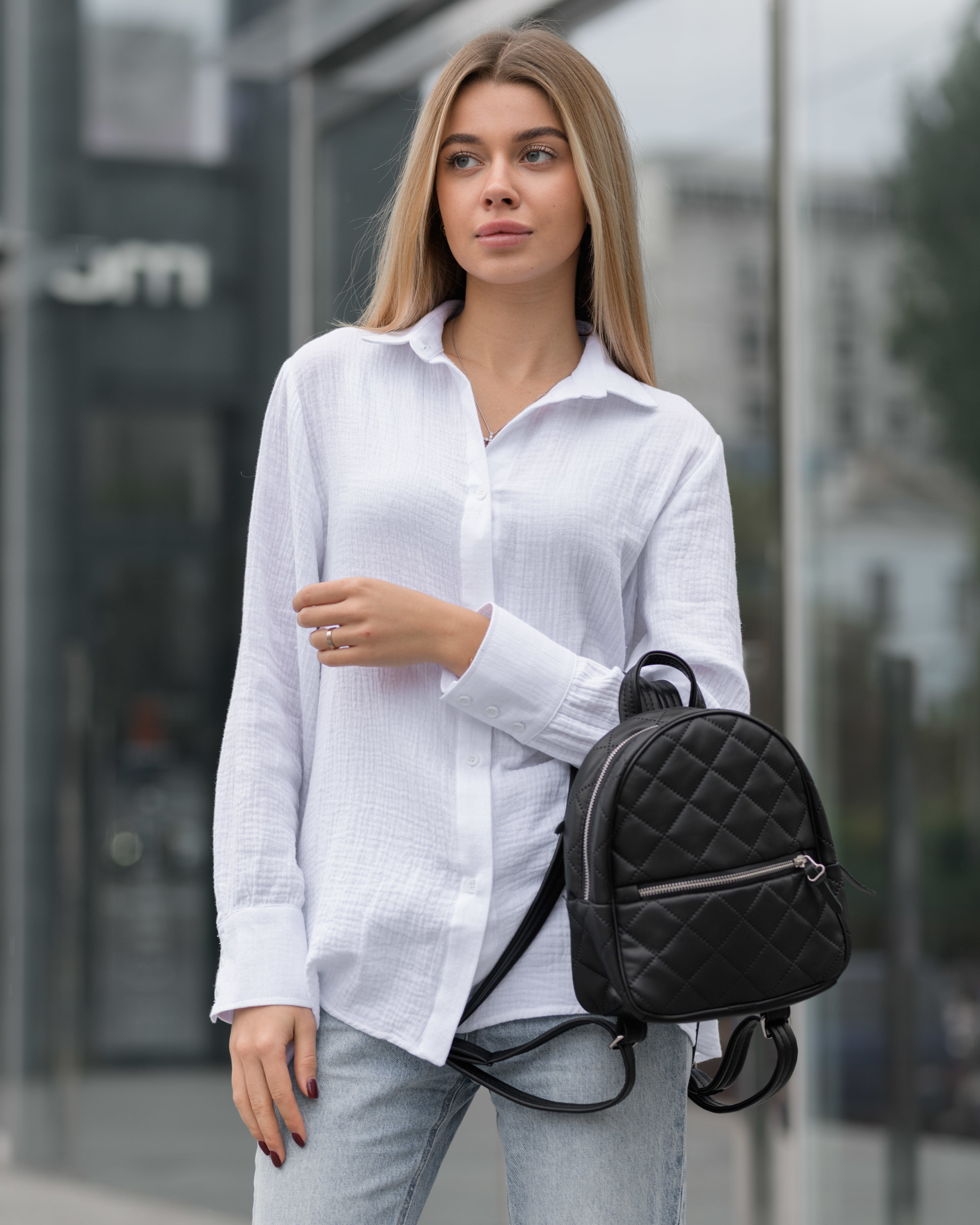 Рюкзак жіночий Staff 7L romb leather black чорний еко шкіра недорогий ...