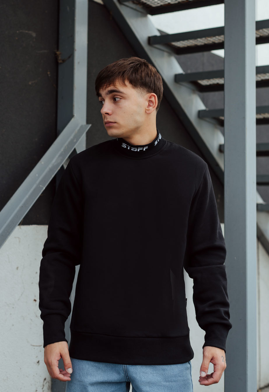 Світшот чоловічий Staff black logo fleece чорний для підлітка теплий ...
