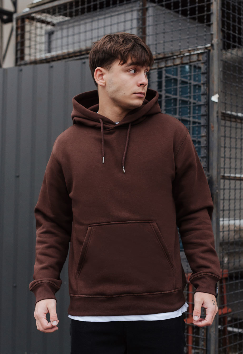 Худі чоловіче Staff brown basic fleece коричневе молодіжне на флісі ...