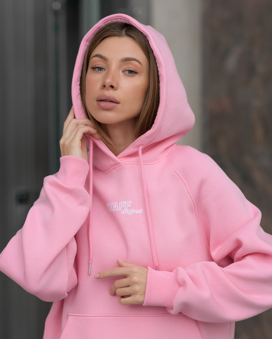 Худі жіноче Staff original pink oversize fleece рожеве утеплене ...