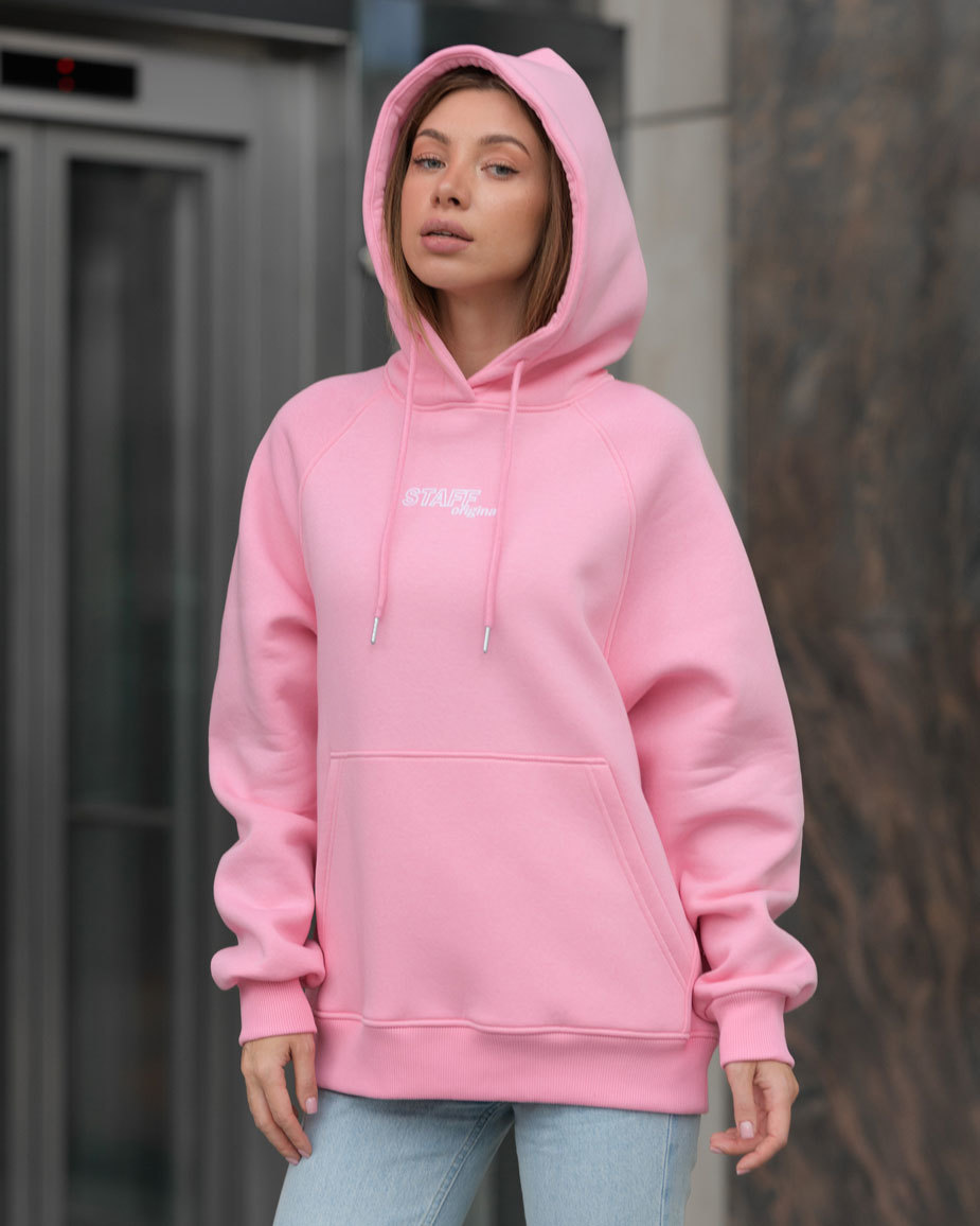 Худі жіноче Staff original pink oversize fleece рожеве утеплене ...