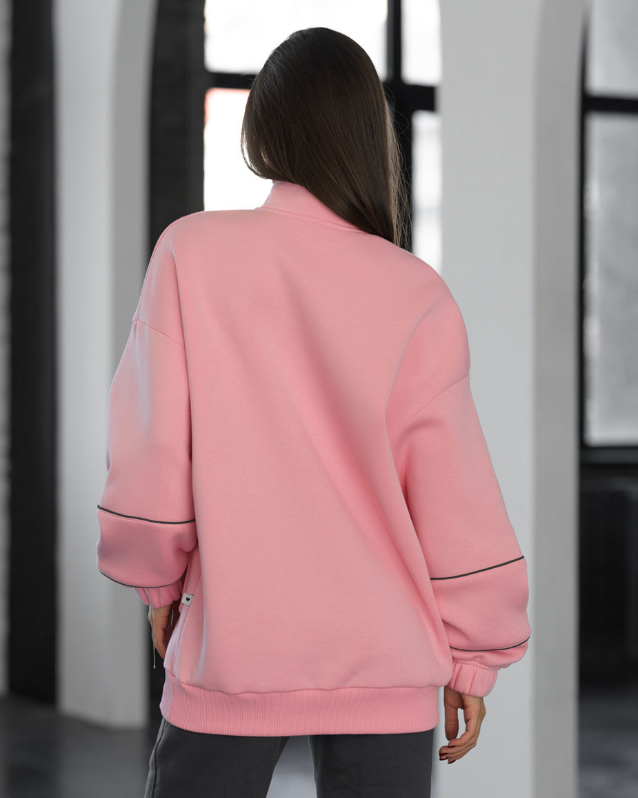 Олімпійка жіноча Staff pink oversize рожева бавовняна оверсайз