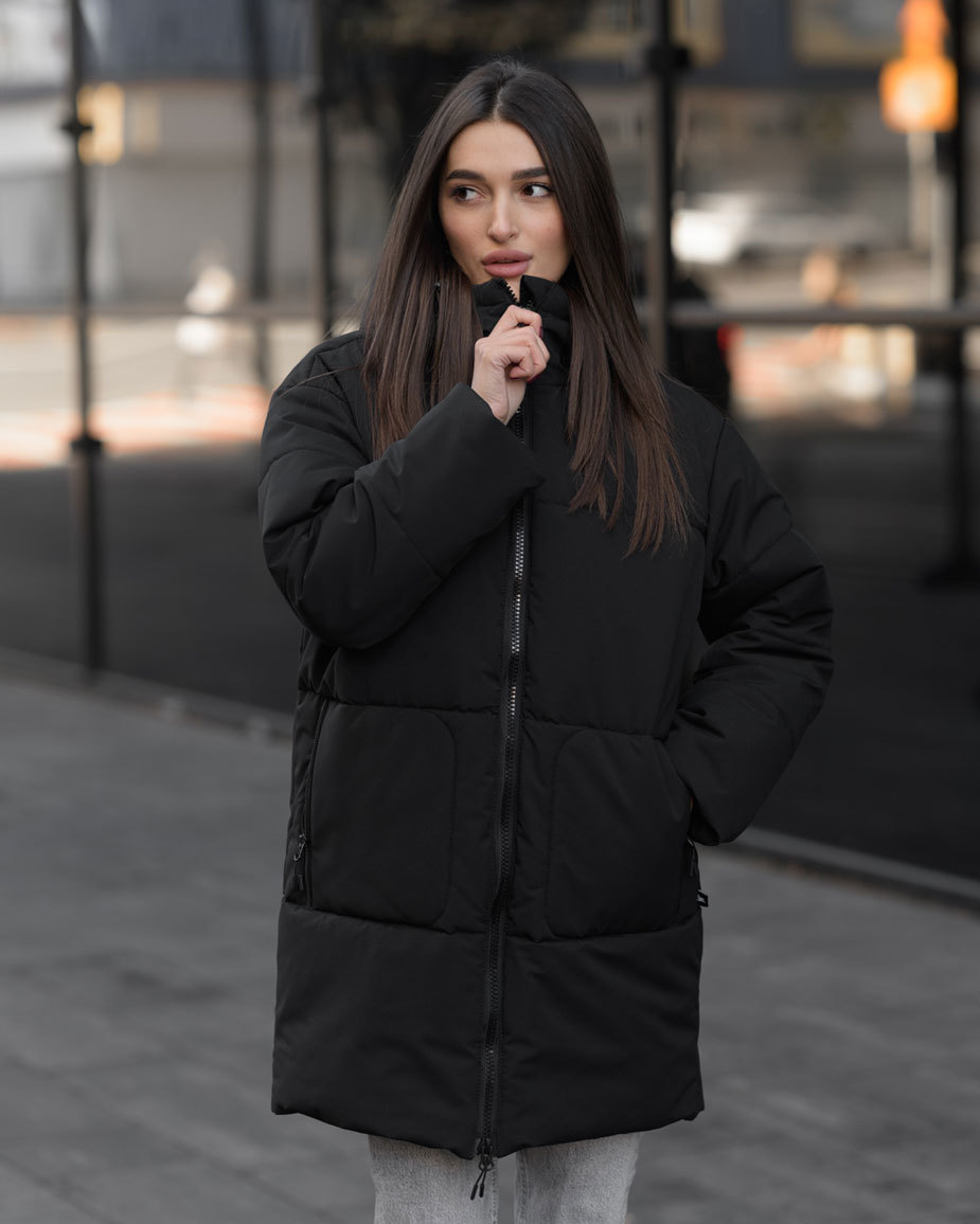 Куртка зимова жіноча Staff lin black чорна тепла з капюшоном