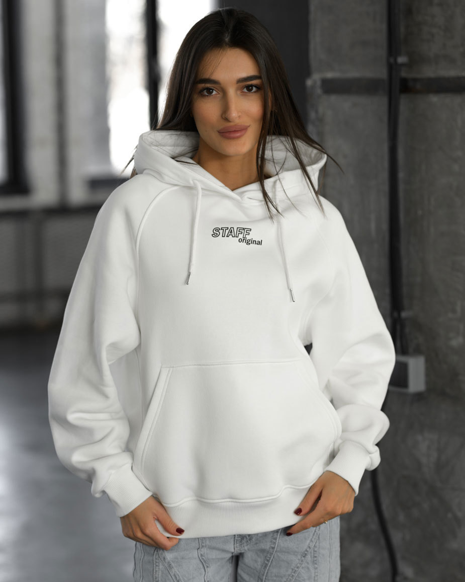 Толстовка жіноча Staff original white oversize fleece біла тепла ...