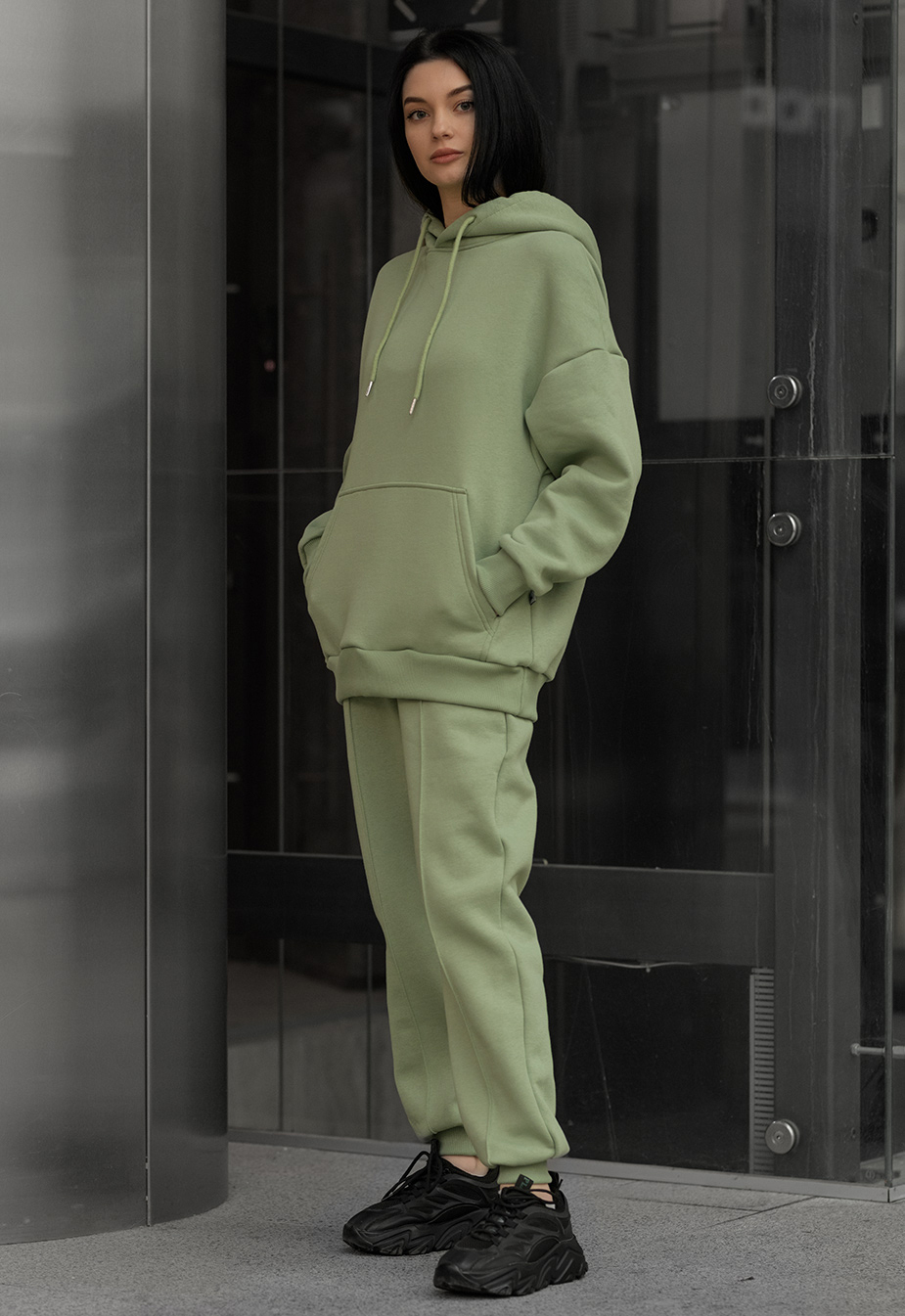 Спортивний костюм жіночий Staff lou light green oversize fleece світло ...