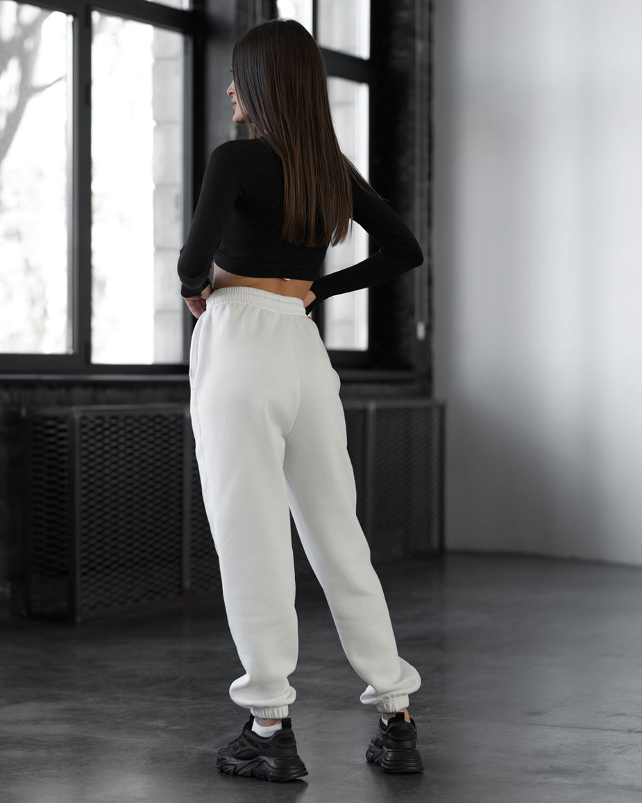 Джогери жіночі Staff pi white oversize fleece білі оверсайз