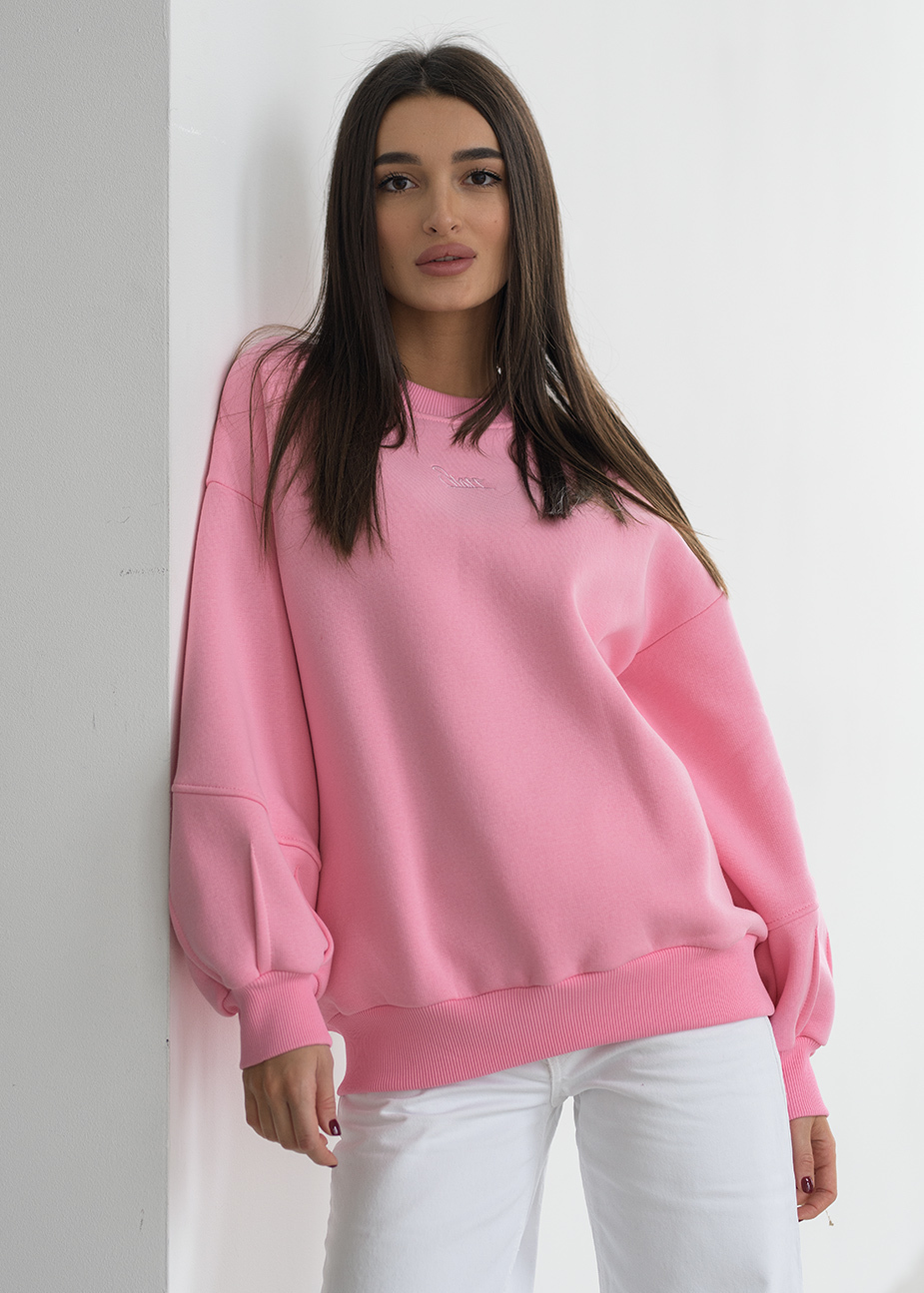 Світшот жіночий Staff logo pink oversize fleece рожевий