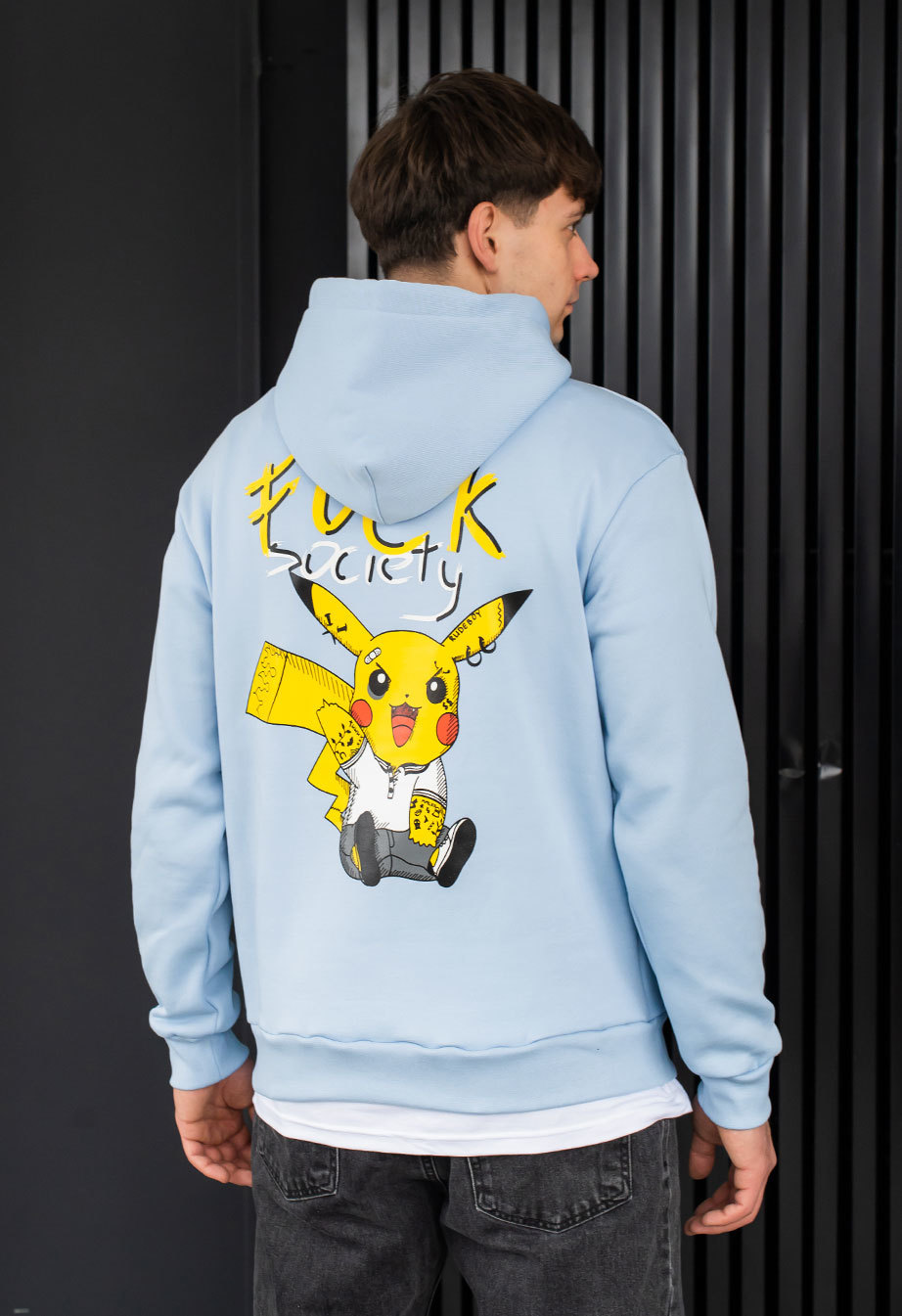 Худі чоловіче Staff society fleece блакитне з надписом для хлопця з ...