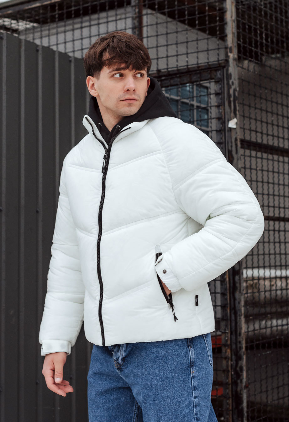 Куртка зимова чоловіча Staff ilumin white біла брендова