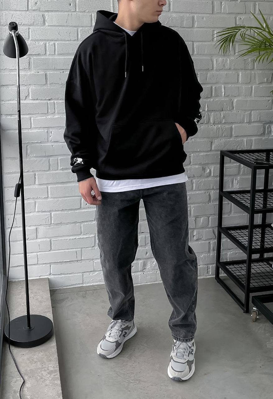 ★状態良★CG-2152 CHRISTIAN ES Толстовка чоловіча Staff true oversize чорна оверсайз бавовняна