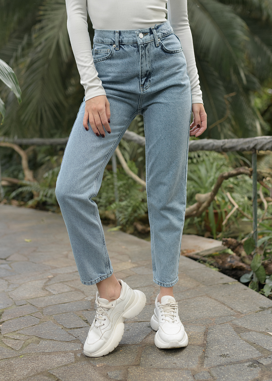 Джинси жіночі Staff light blue mom high waist світло-сині прямі ...
