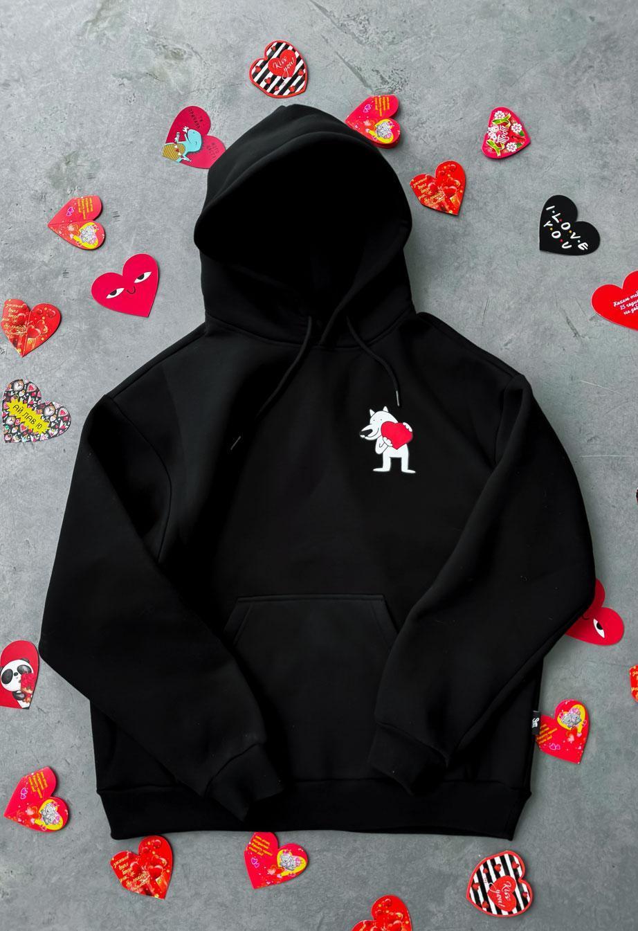 Худі чоловіче Staff x White Dog Перше Кохання fleece чорне з
