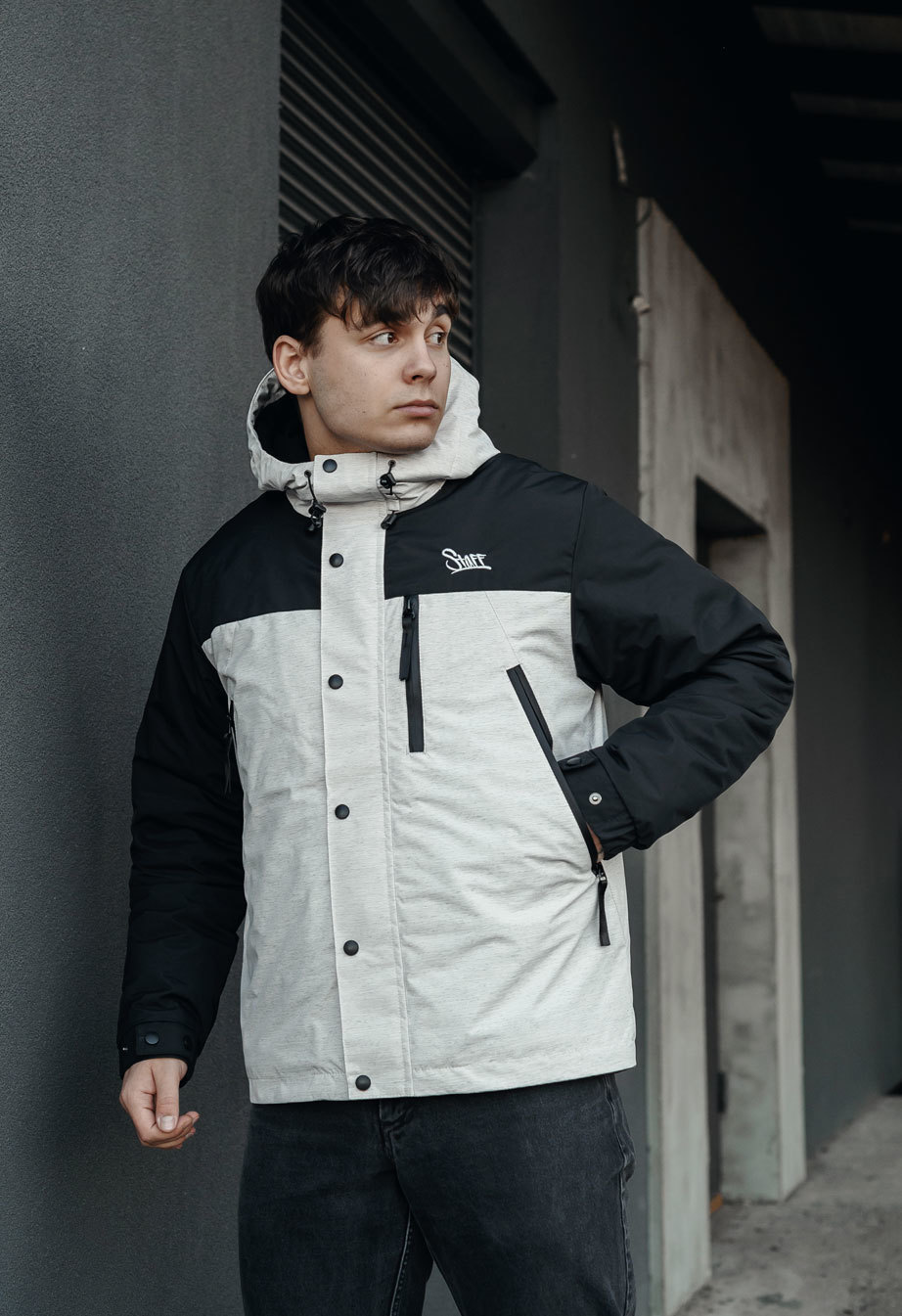 Чоловіча куртка Staff tul light gray melange & black світло-сірий