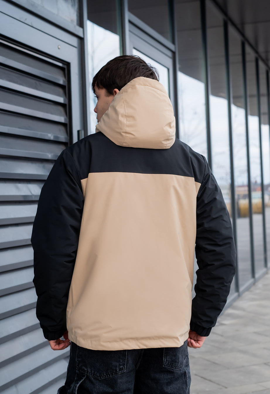 Чоловіча куртка Staff tul beige & black бежево-чорна демісезонна з