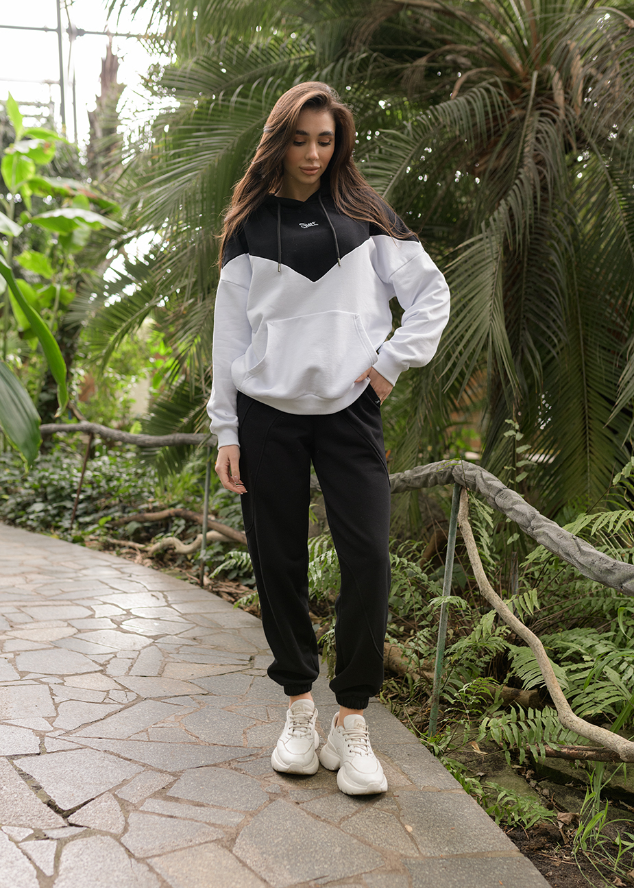 Толстовка жіноча Staff black & white logo oversize чорно-біла бавовняна ...