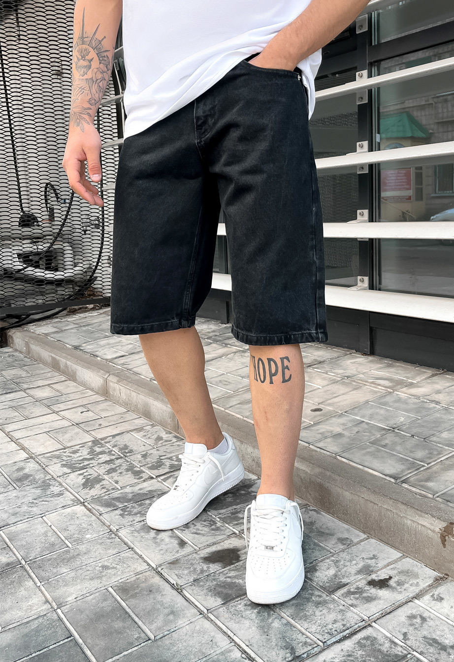Шорти чоловічі Staff baggy c1 чорні широкі літні джинсові модні ...