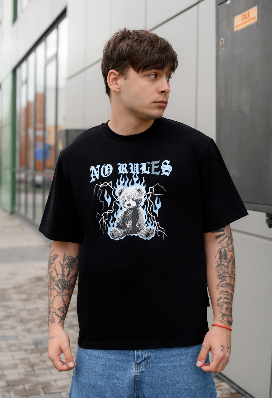 Футболка чоловіча Staff no rules oversize чорна оверсайз з принтом