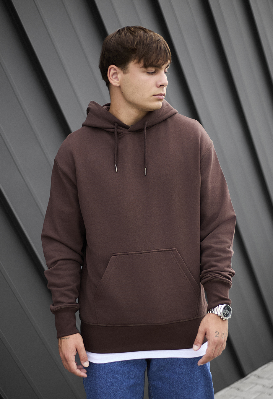 Чоловіче худі Staff brown oversize коричневе оверсайз
