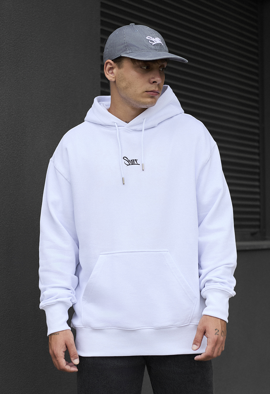 Чоловіче худі Staff logo & sun oversize біле бавовняне з принтом
