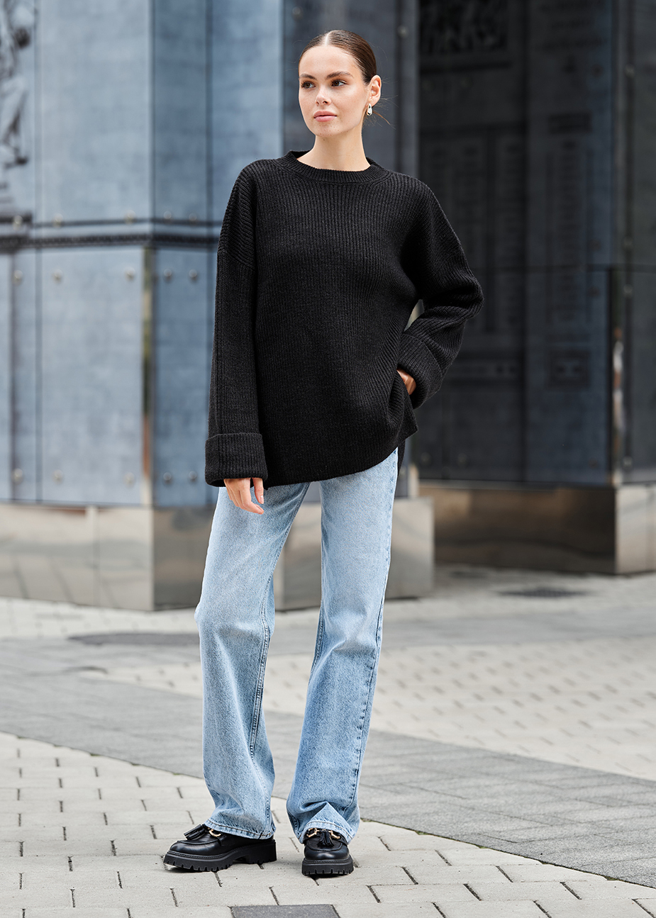 Кофта жіноча Staff lun black oversize чорна з розрізами оверсайз в