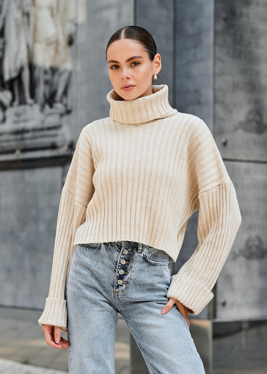 Кофта жіноча Staff nalle beige бежева коротка оверсайз стильна в