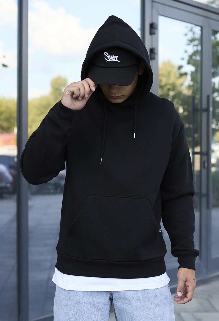 Худі чоловіче Staff black logo oversize fleece чорне з логотипом