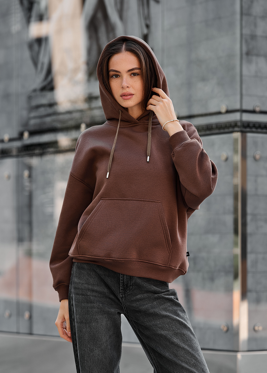 mocha Толстовка жіноча Staff mi brown oversize fleece коричнева тепла