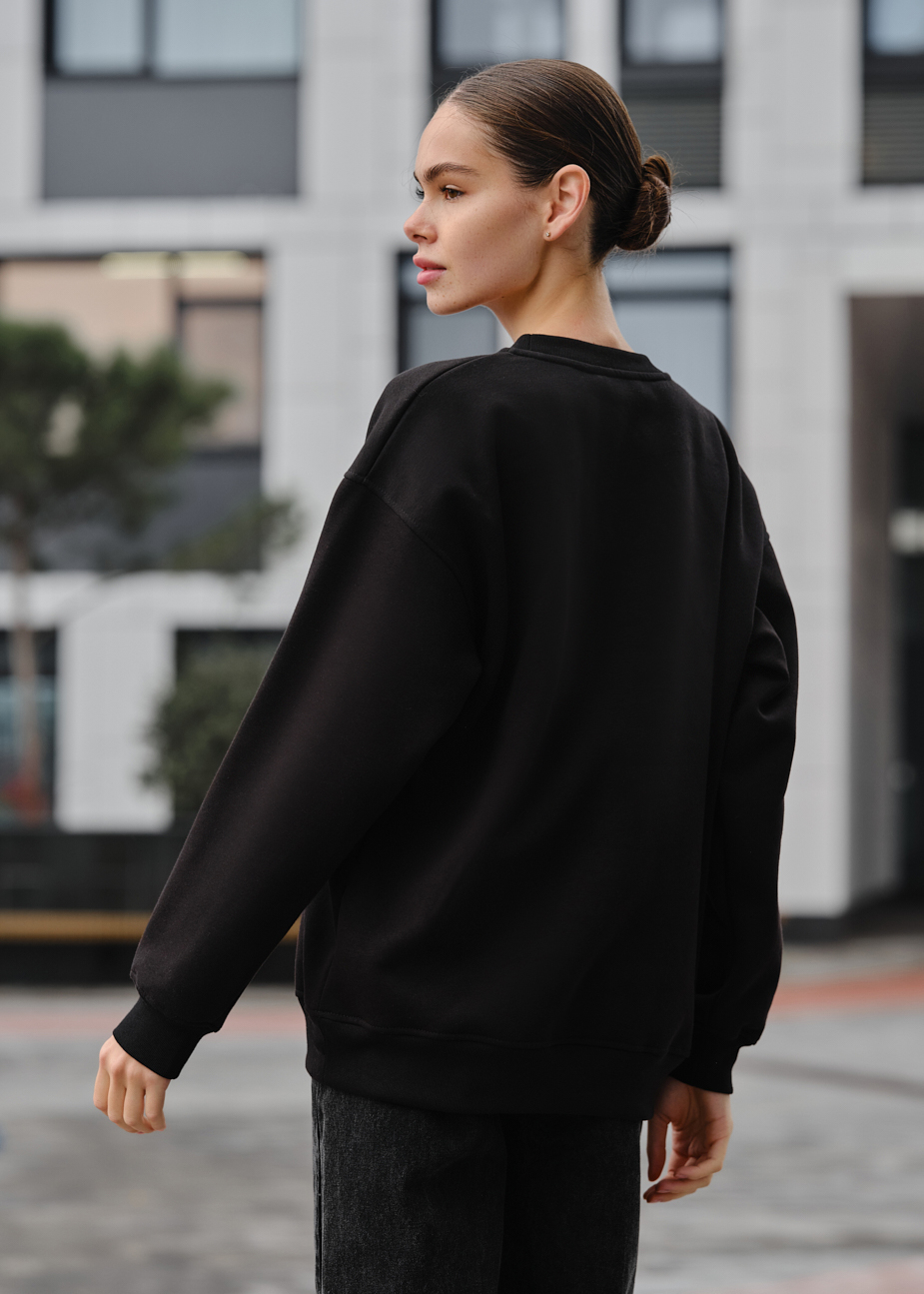 Світшот жіночий Staff fa black oversize fleece чорний бавовняний