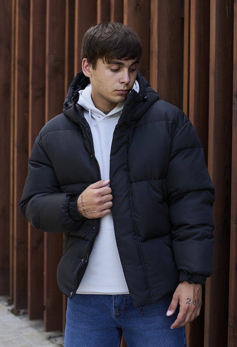 Зимова куртка чоловіча Staff bix black oversize чорна оверсайз тепла ...